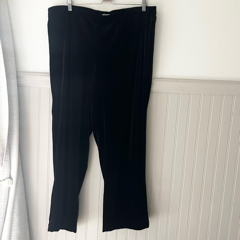 Coldwater Creek Women’s 22 Plus Dark Black Velour Dress Pants Polyester-Spandex